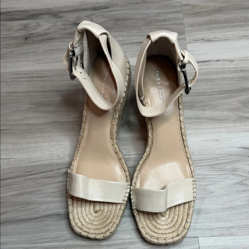 Vince Camuto Cream Espadrille Wedge Sandals